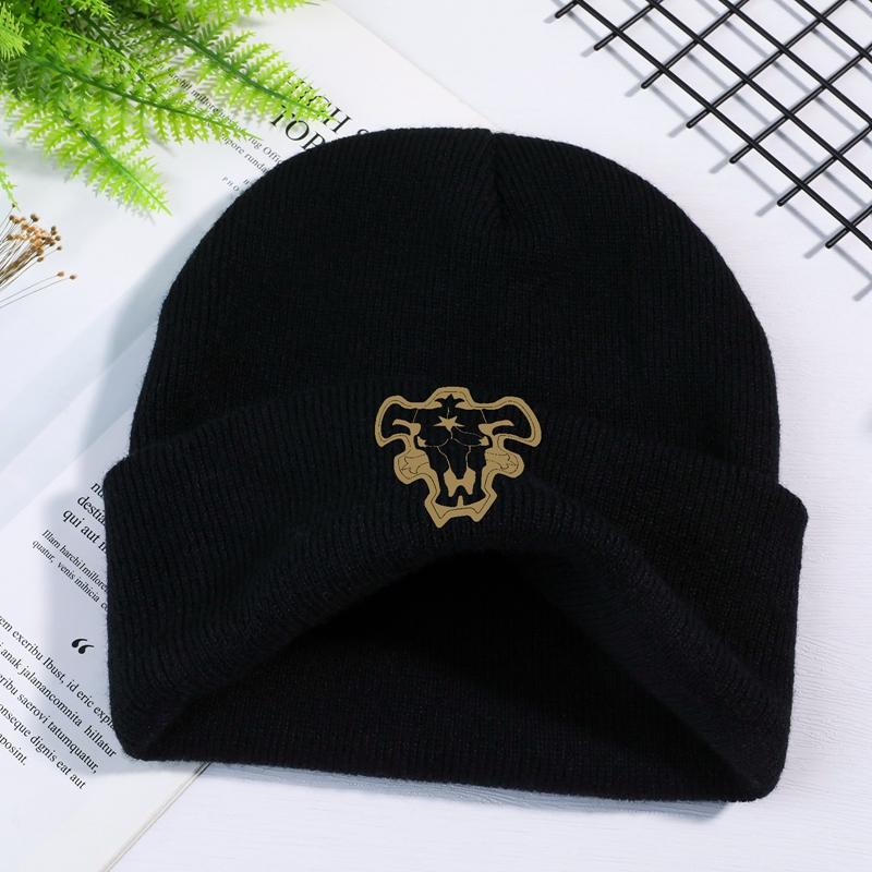Anime Black Clover Winter Warm Adult Bouncy Hats Outdoor Leisure Student Knit Hat Unisex Kids Cartoon Printing Knitted Cap Gifts