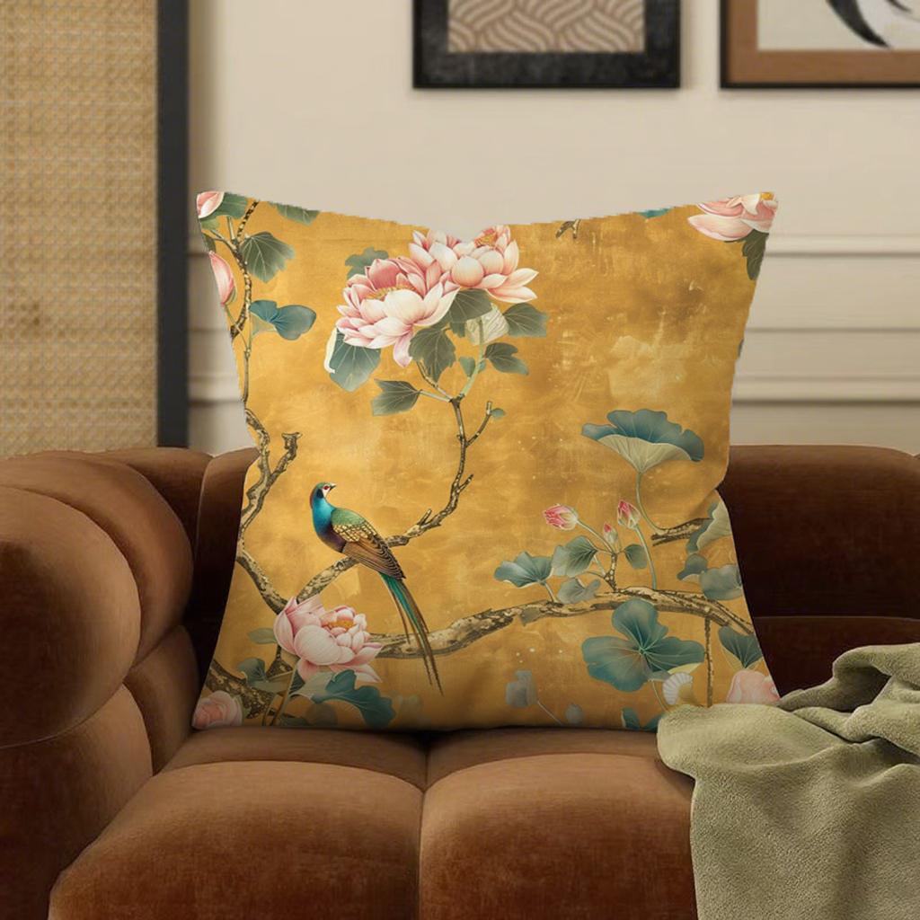 Красочные наволочки с птицами и цветамиПодходят для дивана, автомобиля, спальни, декоративные наволочки, наволочки 16x16Inch