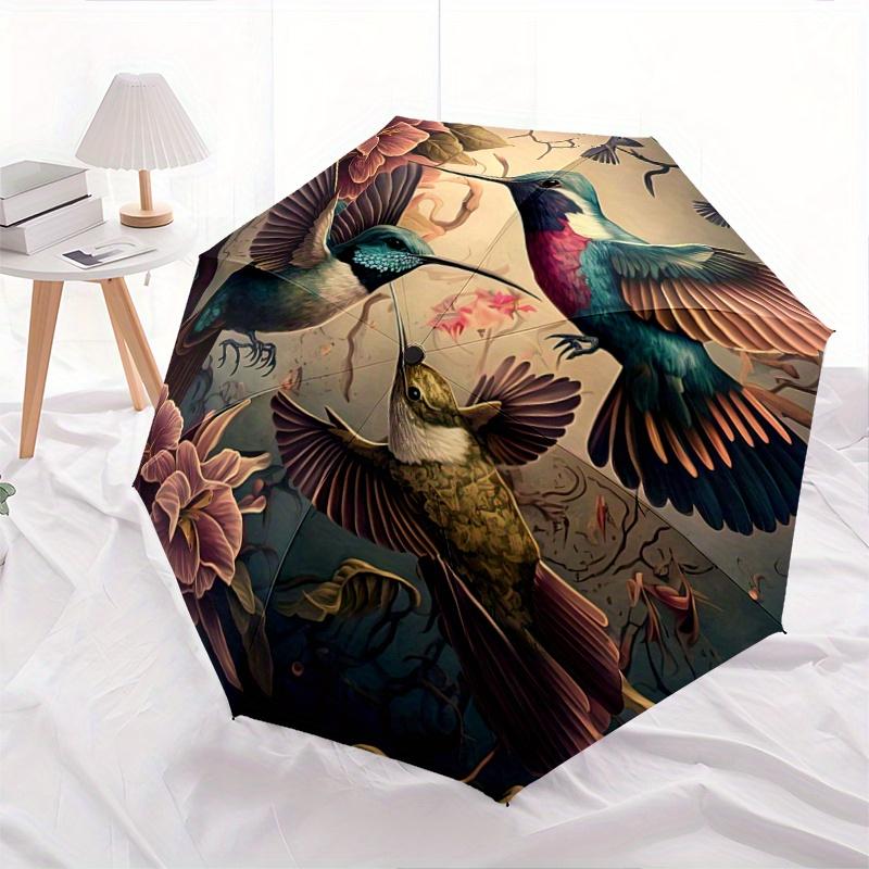 

1pc Whirling Hummingbirds Pattern Umbrella, Fashionable, Personalized, High-Value Folding Umbrella, a Must-Have for Summer, 8-Rib Durable Iron Fr