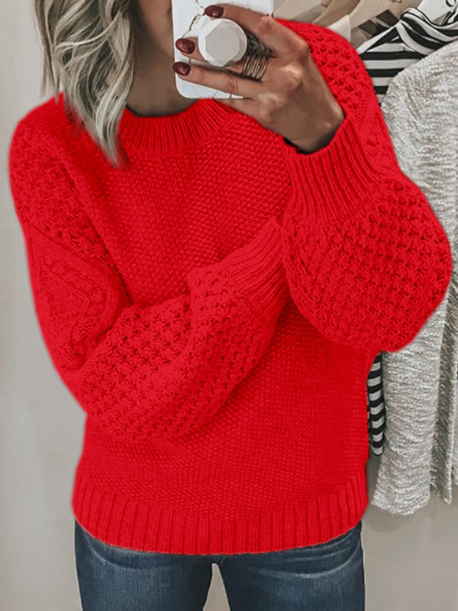 

Long Sleeve Round Neck Set Casual Slim Fit Knit Sweater Spring/Autumn XL червоний