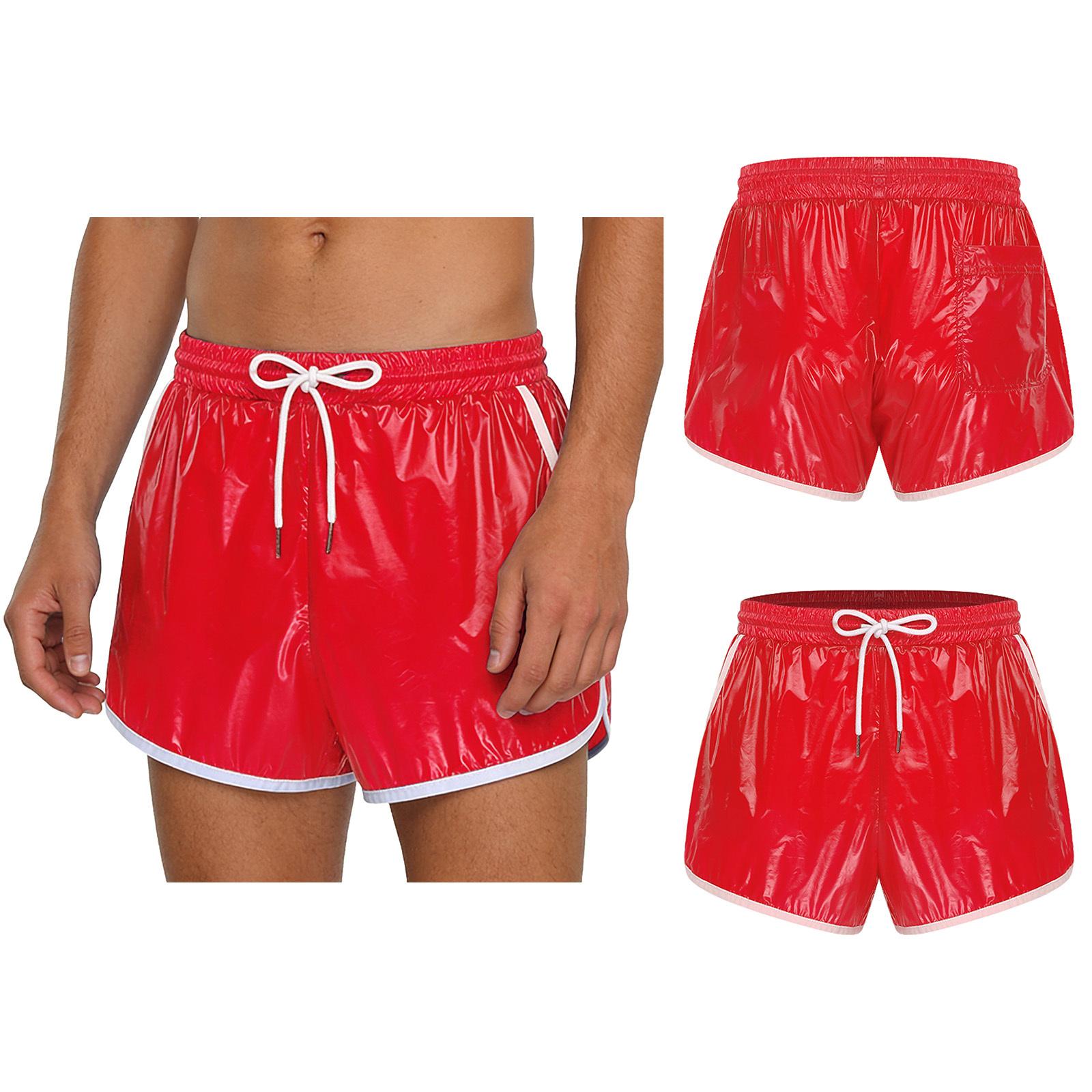 Daenrui Universele Heren Trainingsshorts S-3XL: Waterbestendig met Elastische Tailleband, Zakken & Gedurfd Naadontwerp voor Actieve Kleding S rood