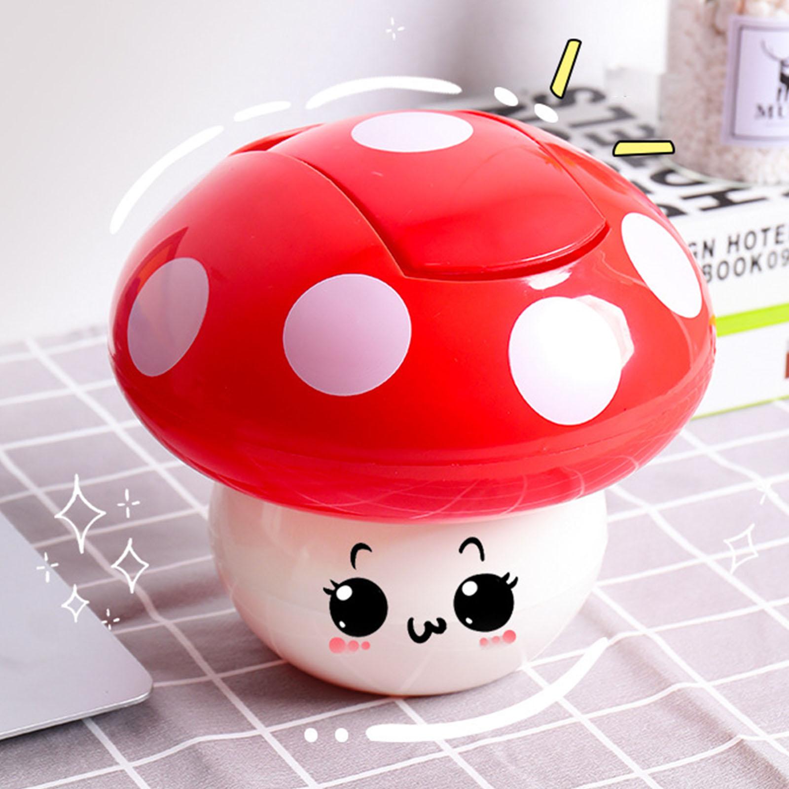 Lovely Mushroom Themed Desktop Garbage Bin Odor Prevention Home School Use 1 красный