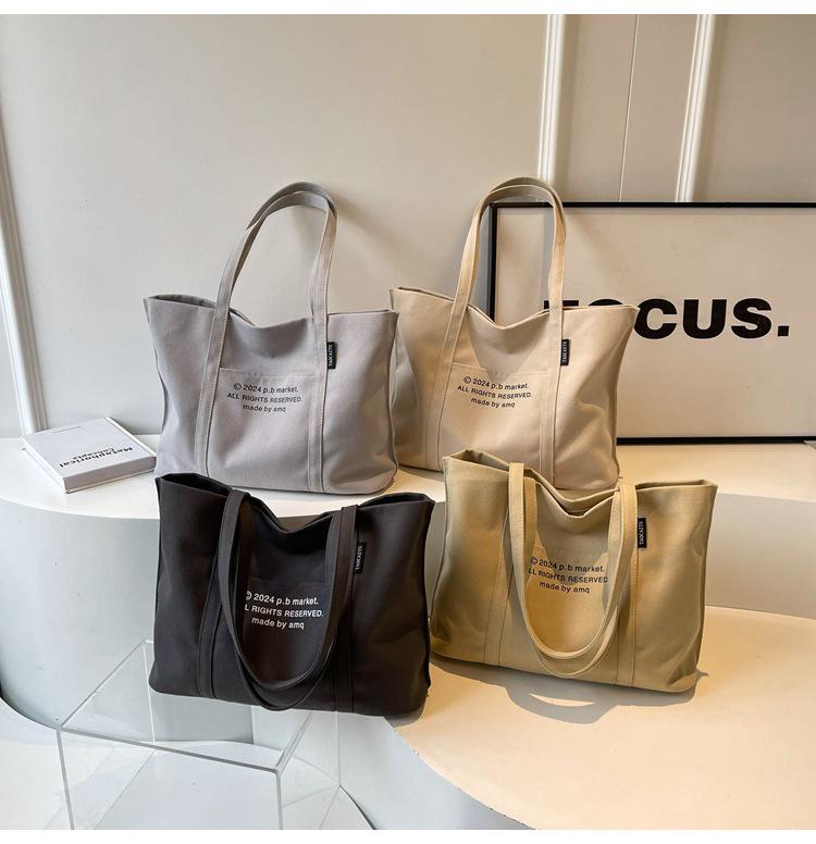 2025 Women's Large Capacity Canvas Tote: Versatile Summer Shoulder Bag for College Commute