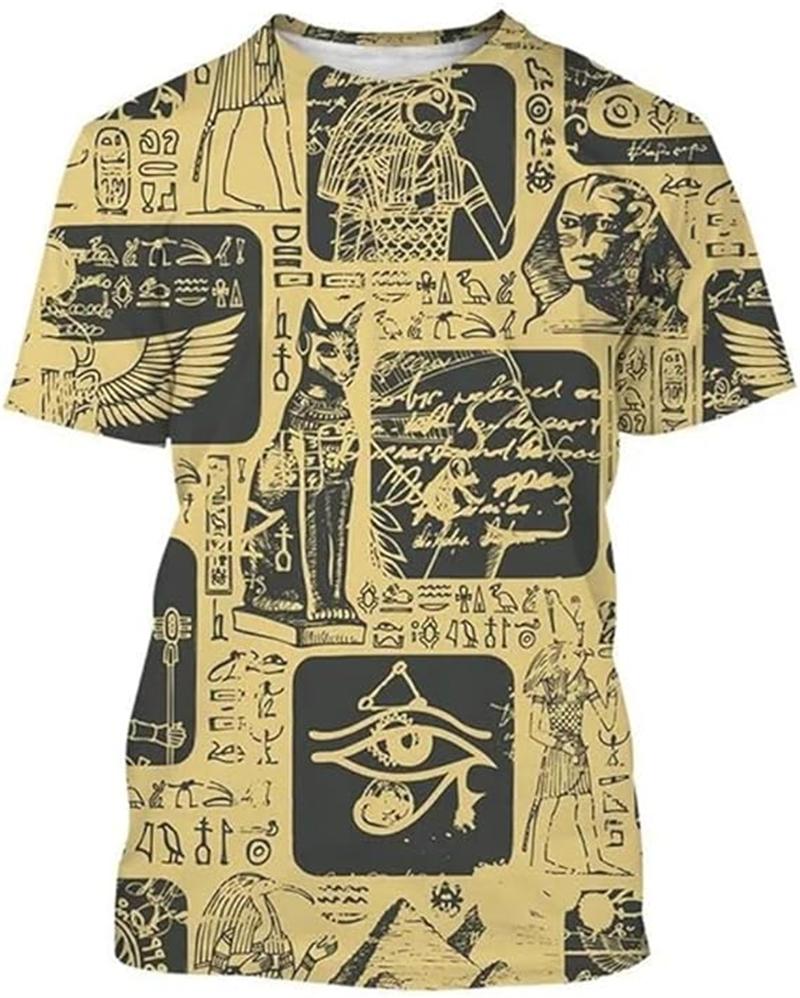 Vintage Altes Ägypten 3D Gedrucktes T-Shirt Herren Damen Sommer Lässig Kurzarm T-Shirts Mode Straße Rundhals Tee Tops