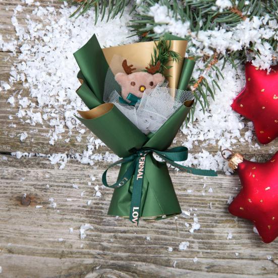 Mini vánoční kytice Umělé jehličí Borovice Šiška Bavlněná květina Ruční kytice Ornament Roztomilé stolní ozdoby Dekorace na vánoční stromeček