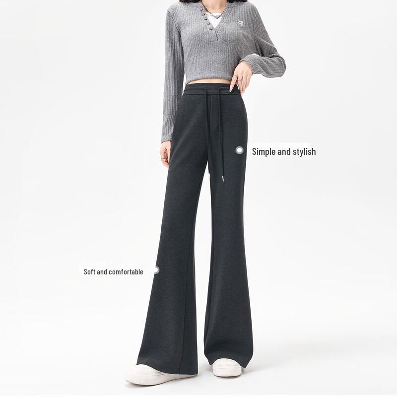 Women's High-Waisted Slim Flare Wool Blend Casual Pants