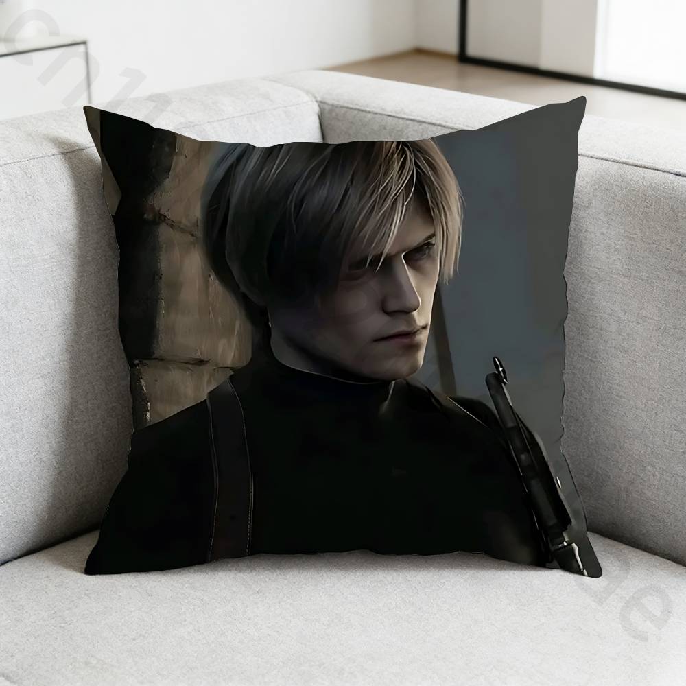 

RResident Evil Leon Kennedy Pillow Case Antidustmite Pillowcase Invisible zipper silky short plush Sofa cushion cover 30x30cm