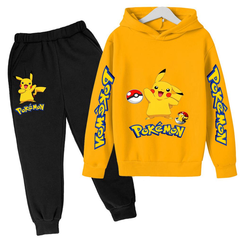 Kinder Freizeit Anime Pikachus Hoodie Set Frühling Herbst 3-14J Jungen Kleidung Mädchen