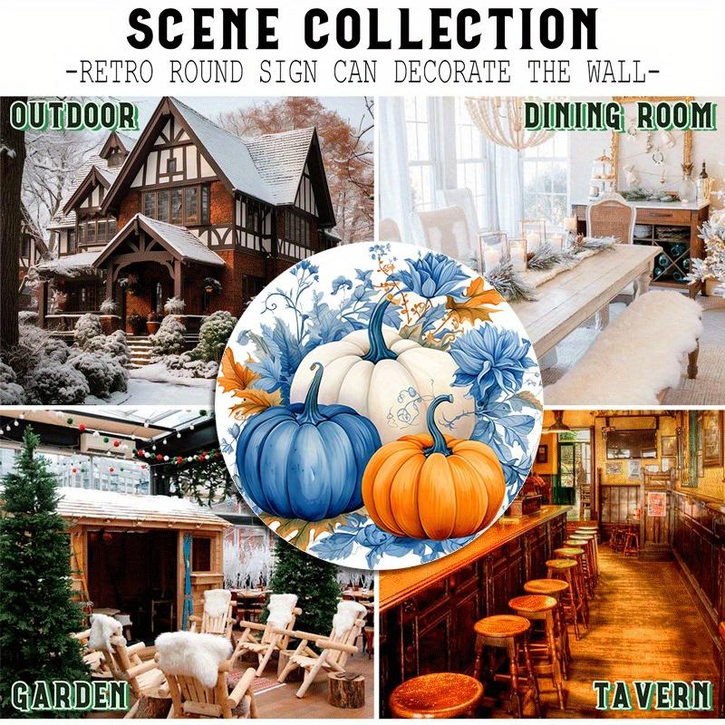 Один алюминиевый знак в виде осеннего тыквенного венка размером 8x8 дюймов — фото 5