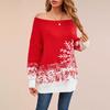 Hot Sale Little Snowflake Christmas Sweater Autumn and Winter Christmas Casual One-Neck Knitted Sweater Women