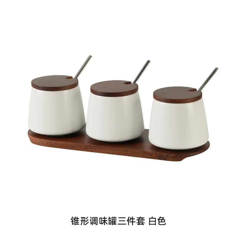 Nordic Household Ceramic Seasoning Jar Cone-shaped Seasoning Box Kitchen Storage Container Household Accessories Ceramic Jar