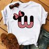 Süßes Disney T-Shirt Cartoon Mickey Maus Damenbluse Damen Oberteile Buchstabendruck T-Shirt Minnie Weißes T-Shirt Locker Mädchen Hippie Kleidung