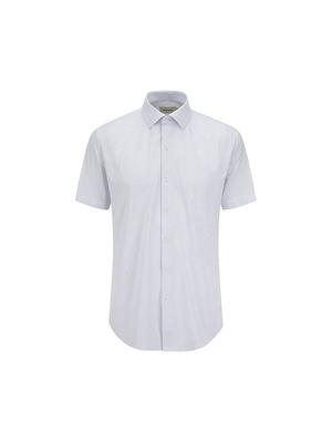 ZIOZIA Men'S) Slim Fit Semi-Wide Collar Short Sleeve Shirt_Sky Blue