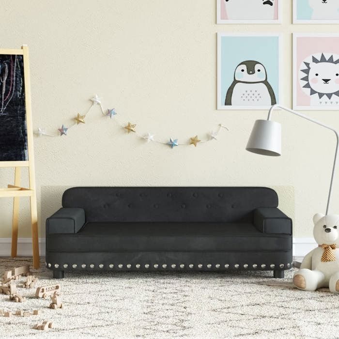 VidaXL Canapé pour enfants noir 90x53x30 cm velours 3196283