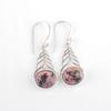 Natural Black Rhodonite Gemstone 925 Sterling Silver Jewelry Hook Earrings 1.64" CE-1-27