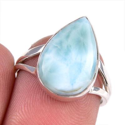 Natural Republic Larimar Edelsteen 925 Massief Sterling Zilver Cadeau Ring S.6 Z6u61