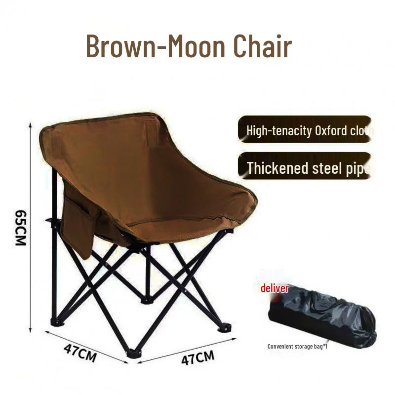 Portabel månstol: Camping-, fiske- och picknickpall med ryggstöd