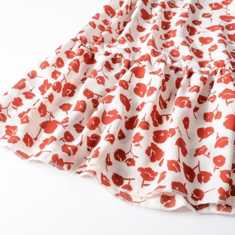 Summer Women Chiffon Wrap Dress V Neck Short Sleeve Long Print Dresses Ruffled Hem Sizes S XXL