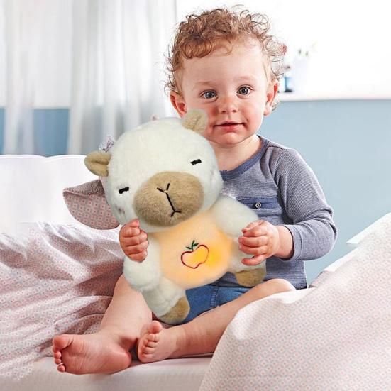 Unleashed Beruhigungspuppe „Sleep Buddy“ zur Linderung von Ängsten. Leuchtendes Plüschtier mit beruhigenden Vibrationen und anpassbaren Musikklängen.