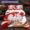 Poland Football Pattern 3 Pieces Bedding Set Soft Microfiber Duvet Cover with Pillow Cases for Bedroom