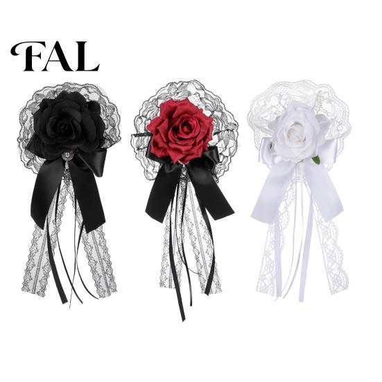 Theme Party Hair Decorations Rose Bow Clip, Lace Pearl Hairpin, Lolita Gothic Bowknot Retro Wedding Pieces Hairpin for Women Bride Cosplay Birthday