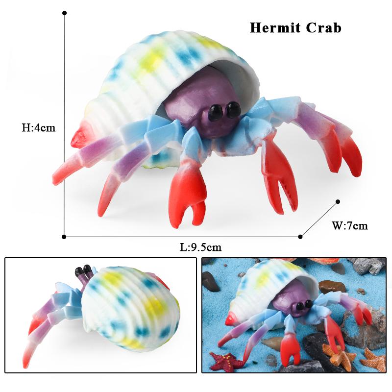 Oenux Ocean Starfish Sea Anemone Coral Jellyfish Squid Shrimp Crab Shark Animals Model Action Figures PVC Miniature Kid Toy Gift