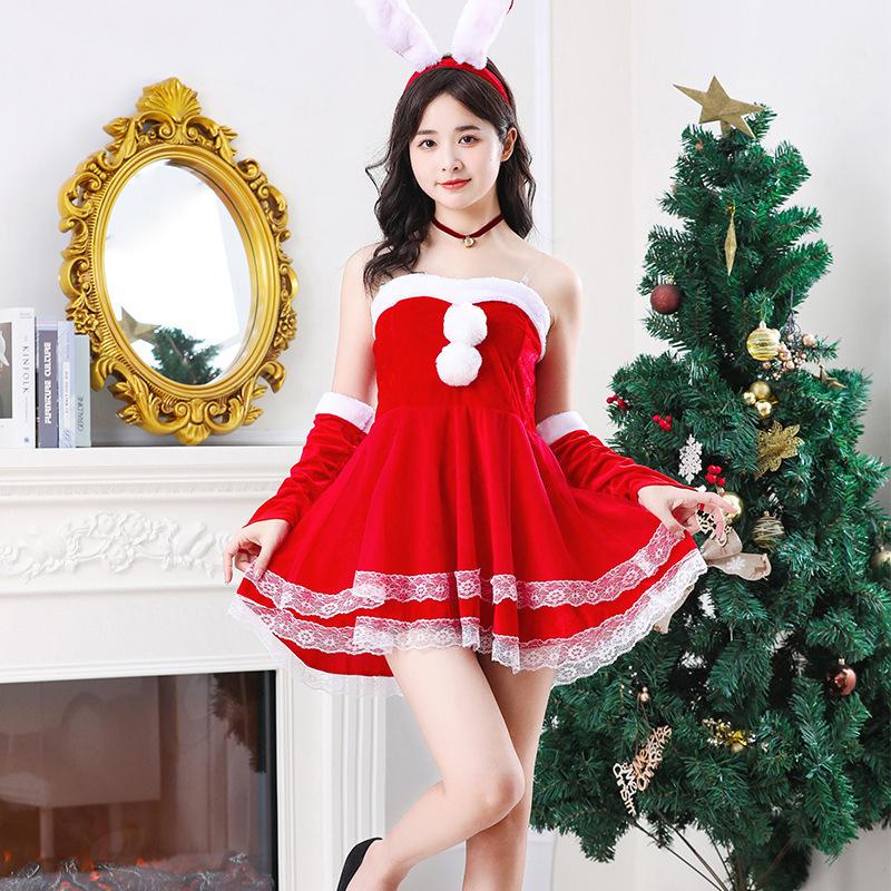New Christmas Dress Female Adult Sexy Christmas Performance Costume Santa Claus Red Dress Performance Costume