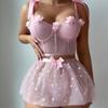Sexy Three-dimensional Flower Bow Strap Sequined Mesh Skirt Sexy Underwear