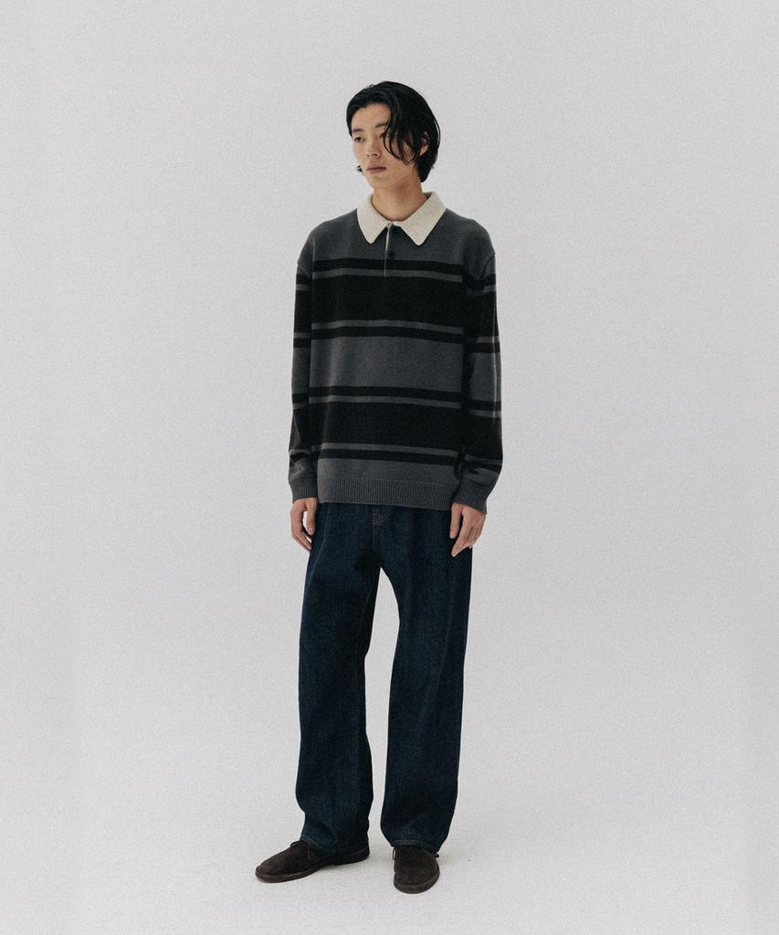 BLANKROOM Block Stripe Knit_Charcoal