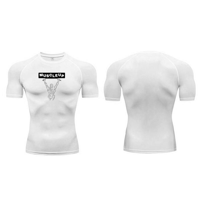 Muscleguys Compression T Shirt Men Summer Muslce Up Sportswear Running T-shirts Elastic Quick Dry Tops Tees Sports Gym Workout Shirts