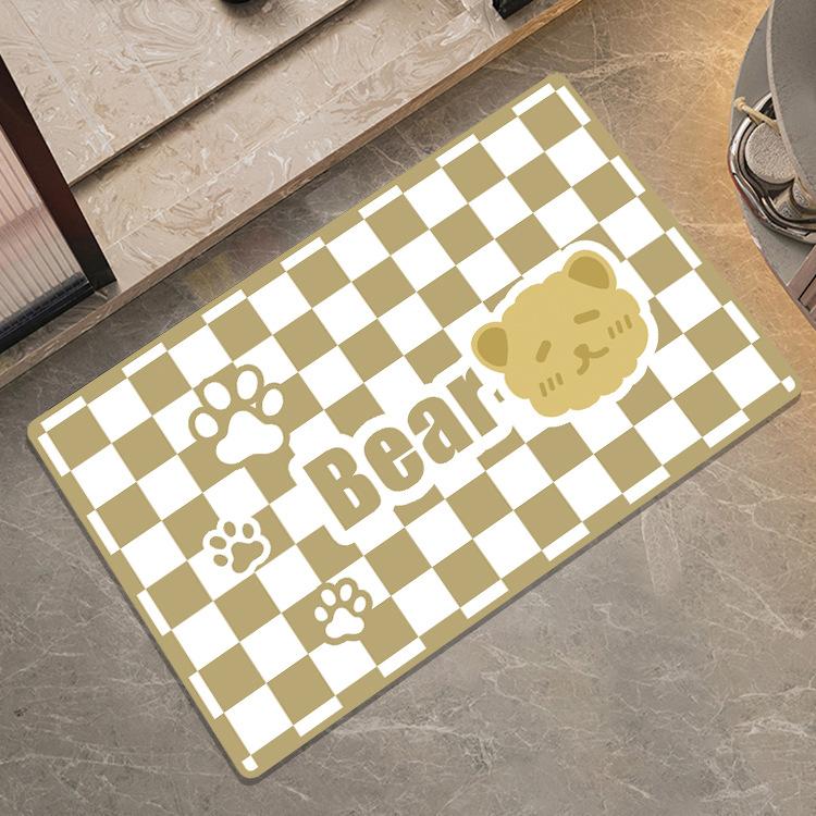 Checkerboard Soft Diatom Mud Absorbent Mat Bathroom Bathroom Door Non-slip Quick Drying Mat Door Mat Entry