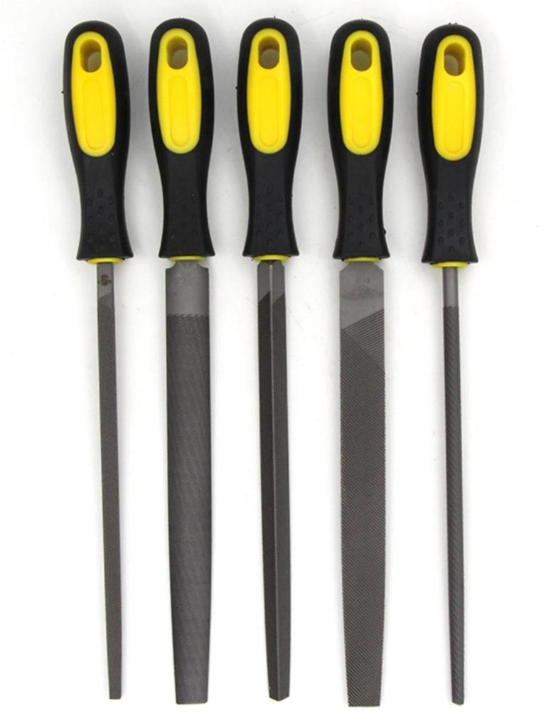 Medium Tooth Steel File Set: Flat, Round, Half-Round, Triangular, Square