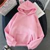2024Herbst Lässige Damen Einfarbiges Kapuzensweatshirt Bequeme Stretch-Sweatshirts Locker Tasche Warme Kleidung Mode Street Damen Pullover