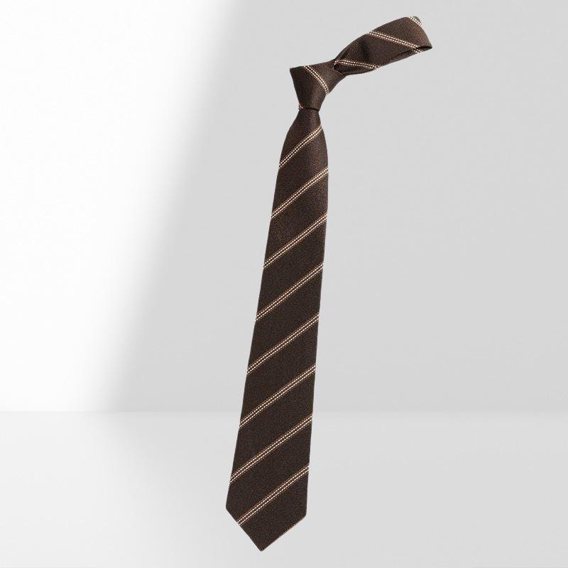 

Women s Brown Retro Stripe No-Tie Coffee Tie - Japanese Academy Style Shirt Accessory