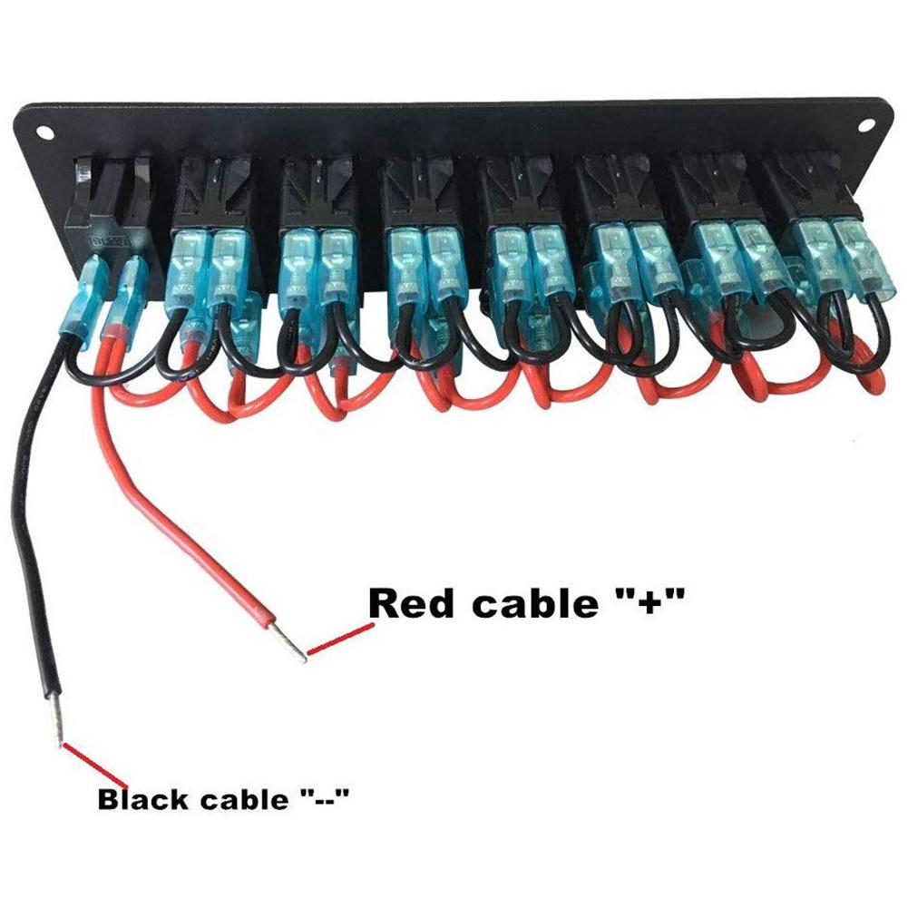 LED IP67 Waterproof Marine Boat Rocker Switch Panel 8 Gang Rocker Switch Panel Kit 12V/24V Circuit Breaker Dual USB Slots Light