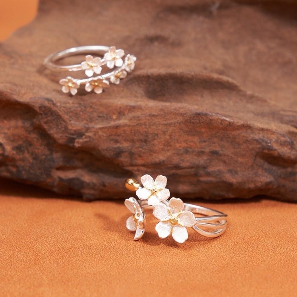 Delicate Design Adjustable Rings Elegant Women Jewelry Ornaments Flower Opening Rings Gift