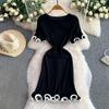 2026 Summer European French Slim Knit Dress – Short Sleeve Round Neck, Hip Wrap Skirt for Women