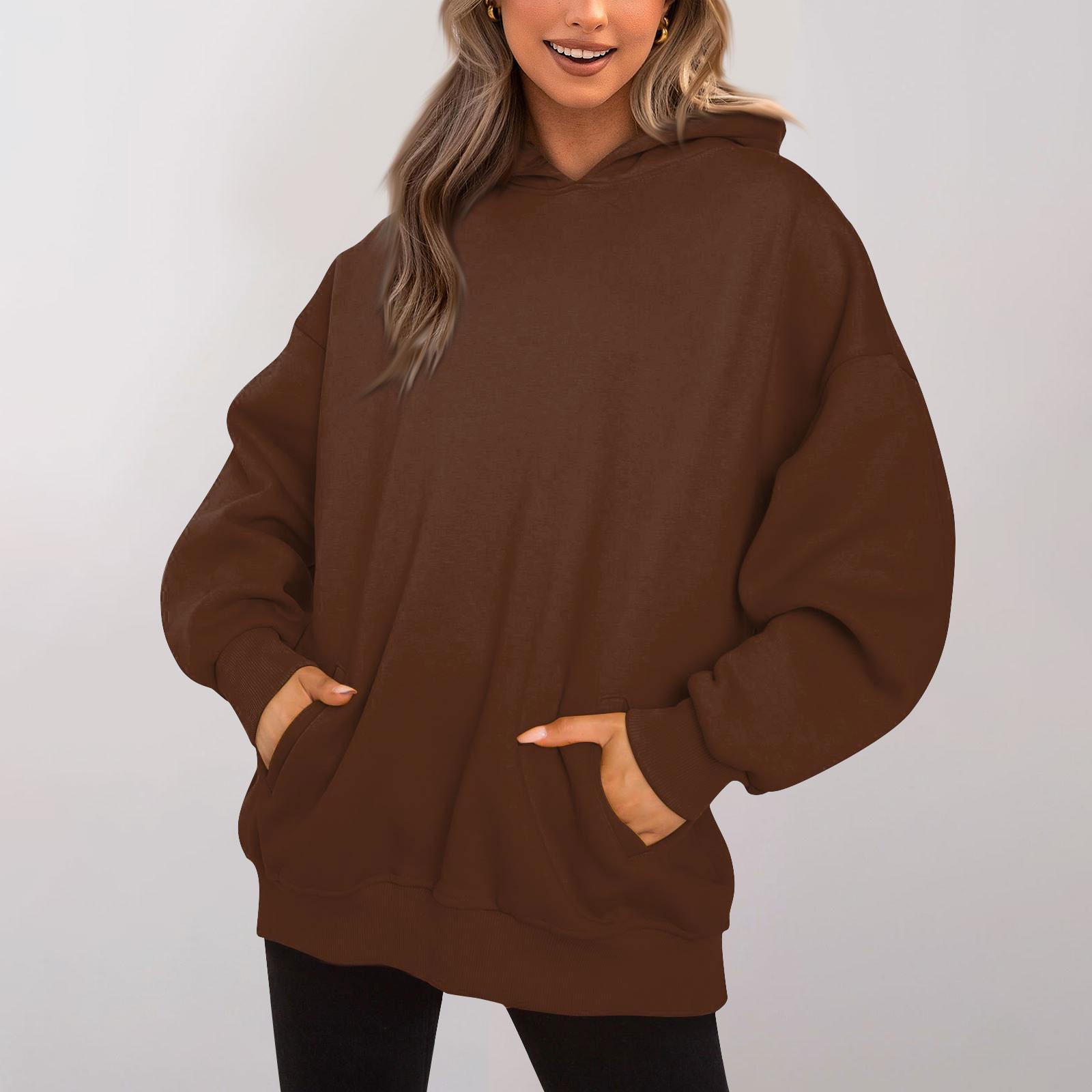 Женская толстовка большого размера пуловер с капюшоном длинными рукавами и карманами зимняя осенняя одежда однотонный пуловер спортивная повседневная одежда для тренировок XXXXXL 6719₽