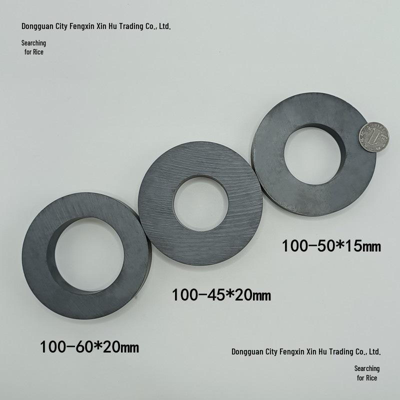 Magnet Inel Ferrită Mare Rotund Negru, Diametru 100mm