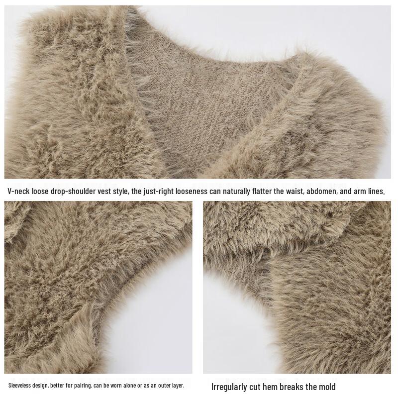 FivePlus Women's Faux Fur V-neck Vest