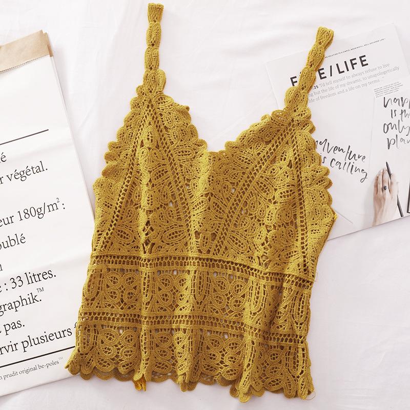Chaleco de ganchillo de punto hueco para el verano de mujer con nuevo top de tirantes suelto bohemio sin mangas