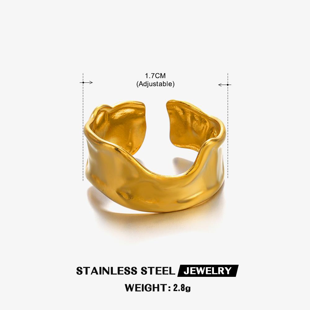 

Irregular Shaped Ring Woman Adjustable Opening Zircon Hip Hop Non Fading Geometric Stainless Steel Rings Couples Gift Items resizable