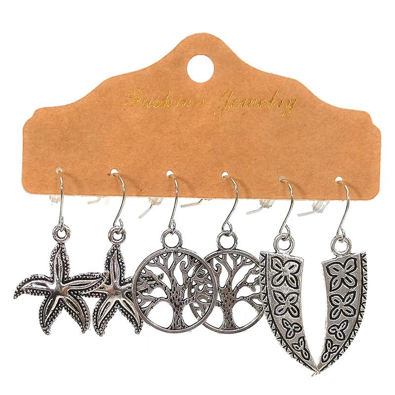 Trendy European & American Tassel & Water Drop Earrings Set