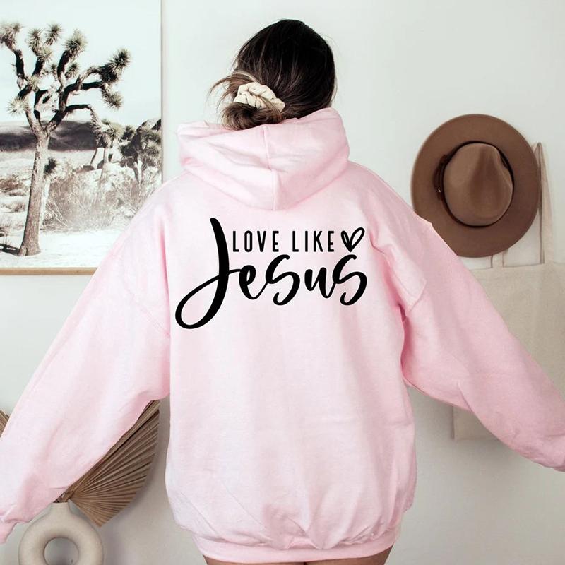 Love Like Jesus Jesus Mikiny s kapucí Valentýna vtipné Pulovry unisex čistě bavlněný estetický svetřík ležérní topy padnou mikiny s kapucí