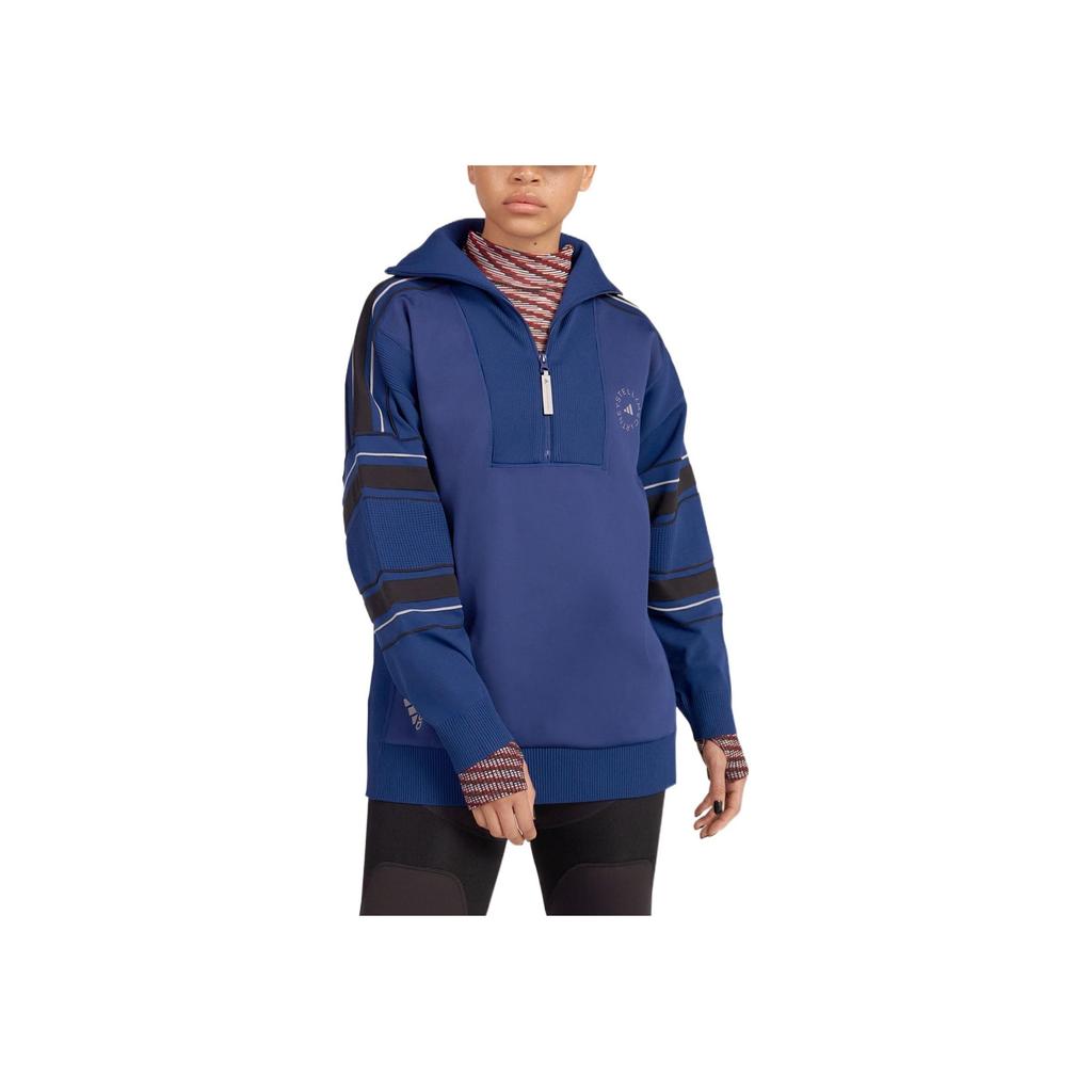 Adidas Print Pattern Long Sleeve Sweatshirt With Collar Women Tops Blue HG1264