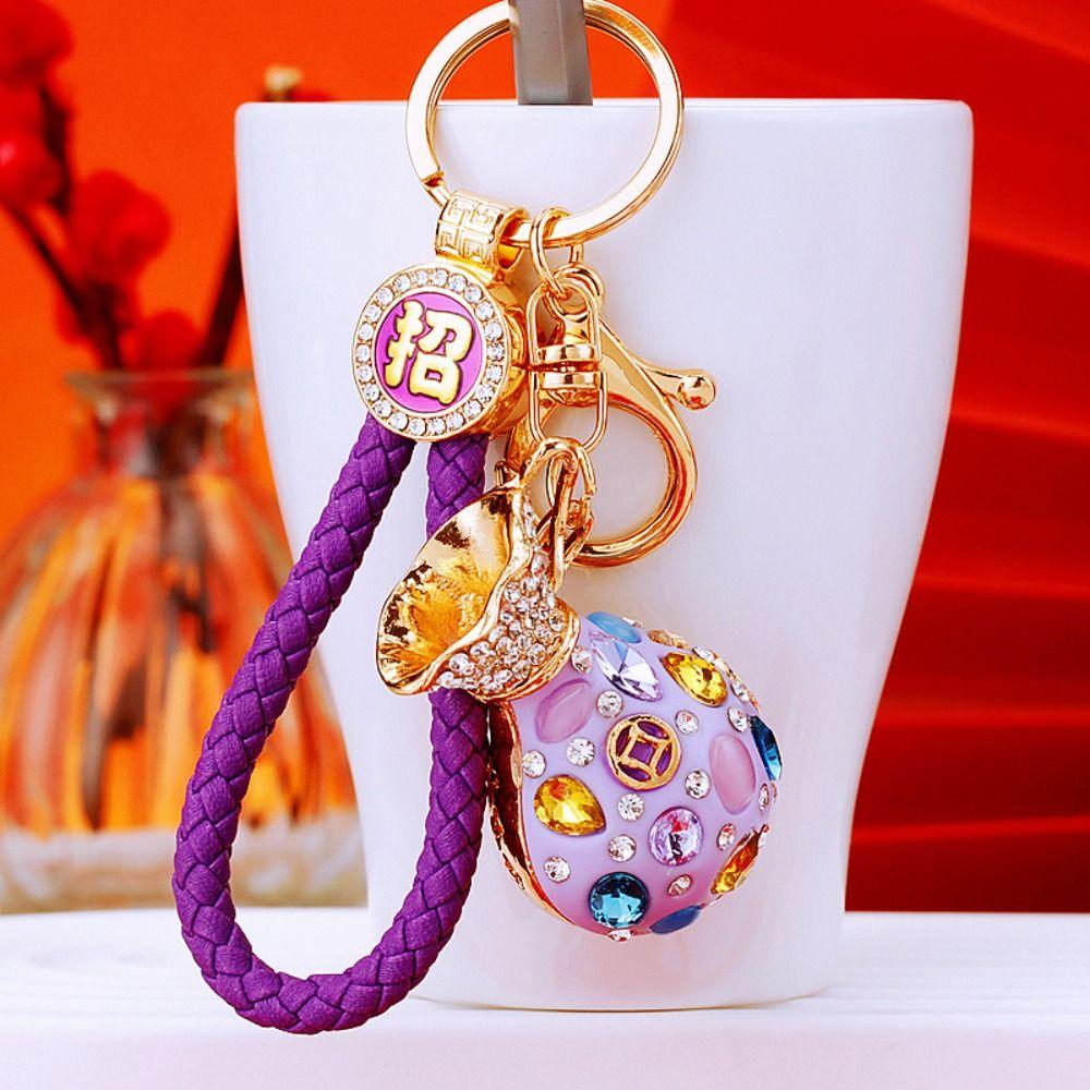 Colorful Money Bag Keychain Rhinestone Blessing Bag Keychain New Key Ring Holder  Bag Pendant