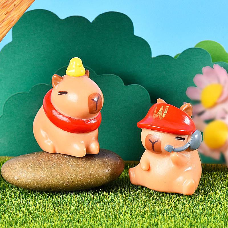 Adorable Capybara Figurine Resin Blind Box Desktop Decor Cartoon Style