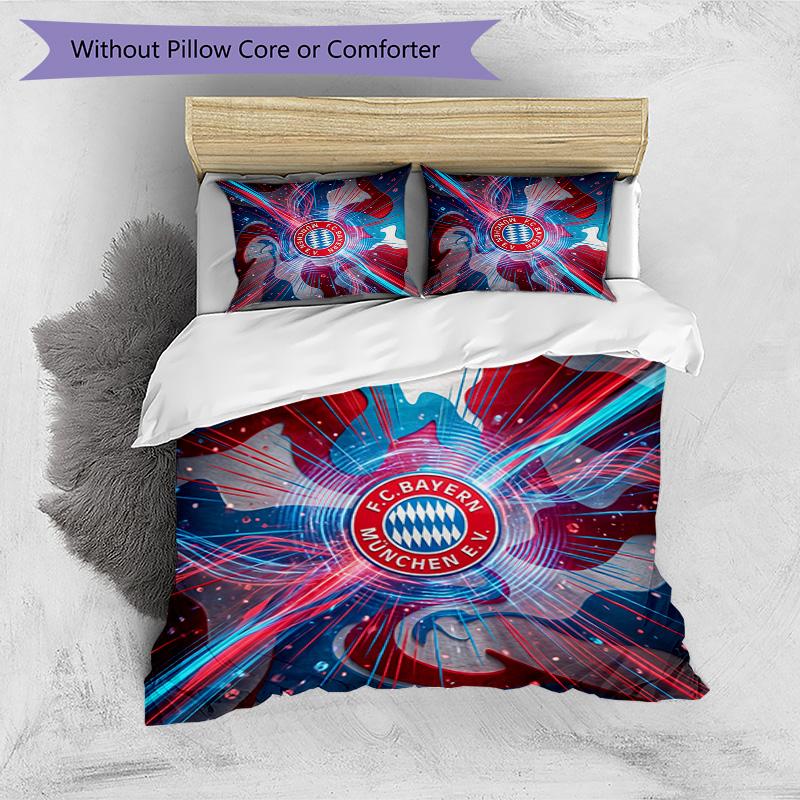 Bayern Munich Pattern Printed 3PCS Bedding Set Soft Skin-Friendly Washable Duvet Cover & Pillowcases Set All Season Bedroom