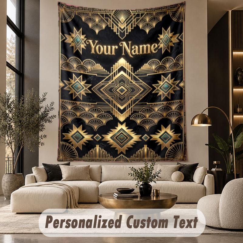 Art Deco (23) Theme Custom Tapestry Personalized Custom Name Text Wall Hanging Tapestry Home Decor Background Cloth