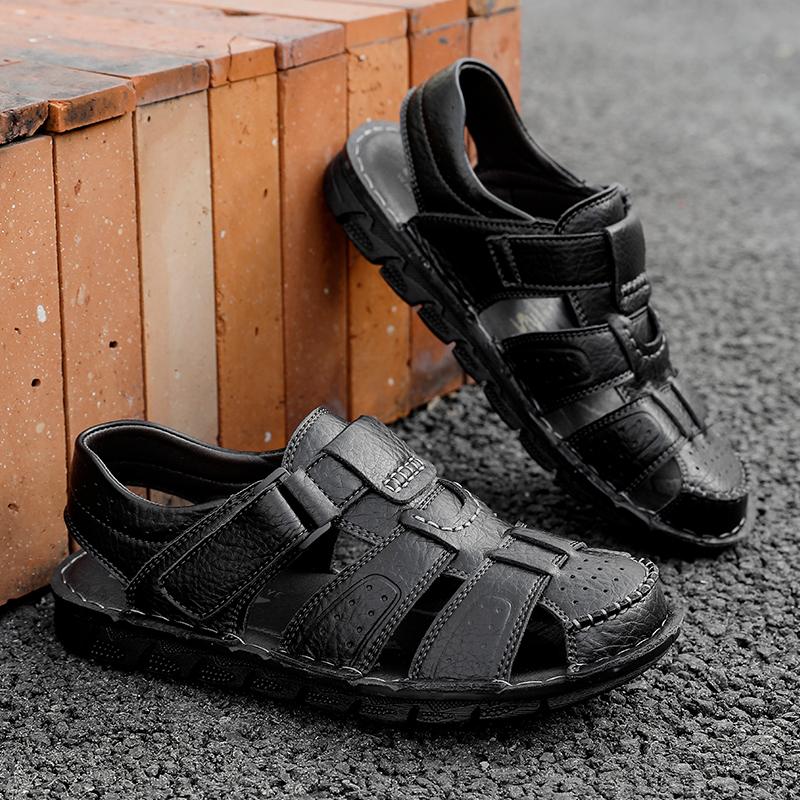 Fashion Fashion Mens Genuine Leather Summer Flats Non Slip Outdoor Male Sandals Water Walking Hiking Trekking Shoes Casual Beach Shoes
